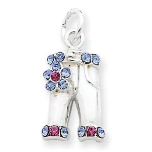  Sterling Silver Multi colored Crystal Pants Charm Jewelry