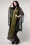   KHALEEJI CAFTAN Vtg Sheer Ethnic Metallic Embroidery Maxi Dress Gypsy