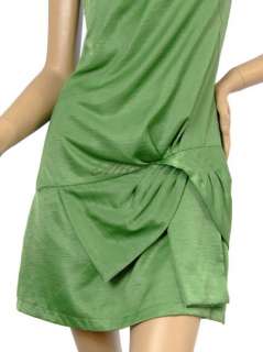 Sleeveless Round Neck Flirty Ornament Green Short Casual Dress 08279 