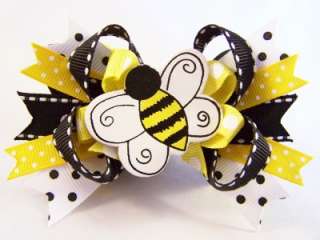 NEW Custom YELLOW BEE bOuTiQuE Piggie Hair Bows  