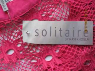 NWT Solitaire by Ravi Khosla Swim Tunic Beach Dress Cover Up Hot Pink 