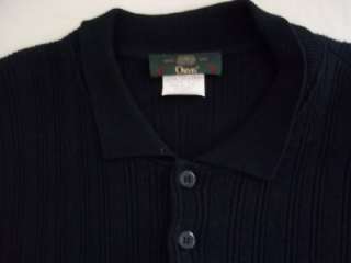 ORVIS Navy Blue Ribbed Polo Cotton Blend Sweater Sz M  