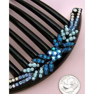  Blue Crystal Hair Comb for French Twist Beauty