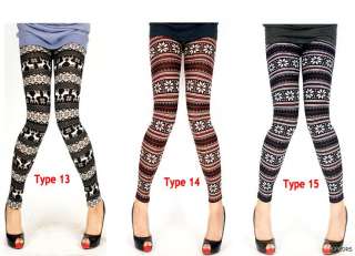 NEW Women Wool Blend Nordic Patterns Thermal Fall Knitted Leggings 