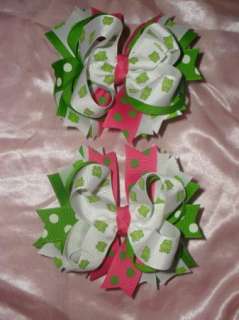 LARGE CUSTOM BOUTIQUE PAGEANT HAIR BOW SPRING FROGGY  