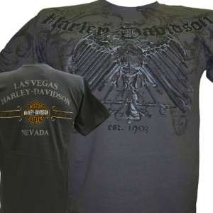Harley Davidson Las Vegas Dealer Tee T Shirt GRAY MEDIUM #BRAVA1 