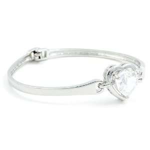 Perfect Gift   High Quality Trendy Bangle with Heart Shaped CZ Bead 