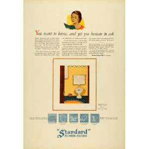  1927 Ad Standard Plumbing Fixtures Bathroom Household 