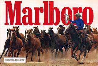 1983~MARLBORO~Cigarettes~Wild Horses~Round Up~Man~Cowboy~Roping~2 pg 