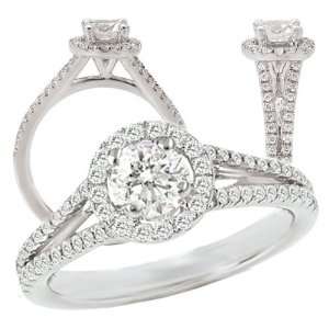   white gold diamond engagement ring semi mount, holds a 1 carat center