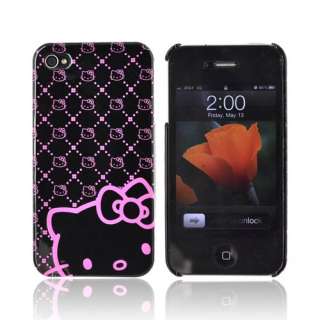Pink Black Hello Kitty Case For AT&T Verizon iPhone 4  
