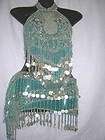 KAIMONO MISE TURQUOISE NEW PEACOCK BELLY DANCE COSTUME