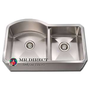    Offset Double Bowl Apron Stainless Steel Sink 