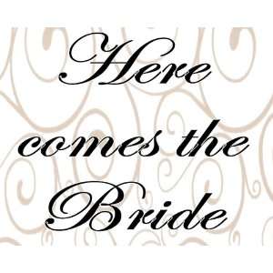  Here comes the bride banner, damask swirl 