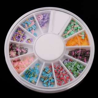 120 PCS 3D Mix Fimo Nail Art Decoration Tips polymer clay slices Wheel 