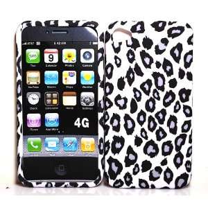  White with Purple Black Leopard Spots Apple Iphone 4 Gen 