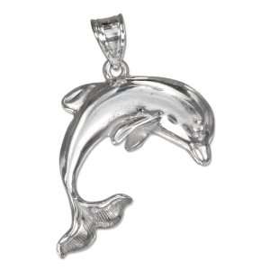  Sterling Silver High Polish Jumping Dolphin Pendant 
