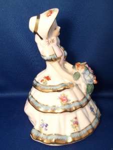 Girl With Flowers Wearing Hoop Skirt Porcelain Ceramic Figurine 6.5 