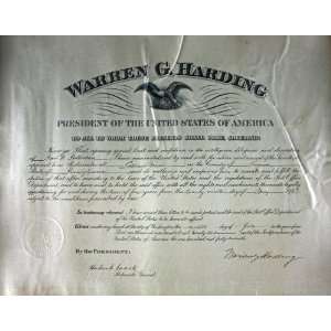  Warren G Harding Signed 1922 Postmaster Certificate Jsa 