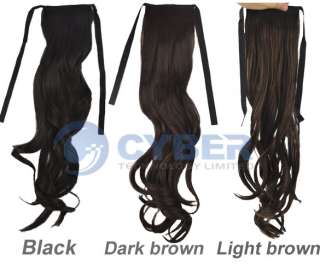 Long Wavy Curly Ponytail Pony Hair Wig Good 4 Colors  