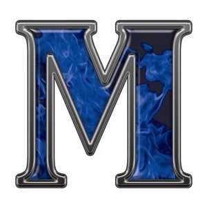  Reflective Letter M with Inferno Blue Flames   2 h 