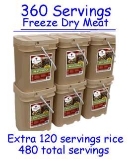 Long term food 360 + 120 servings gourmet freeze dry meat rice MREs 