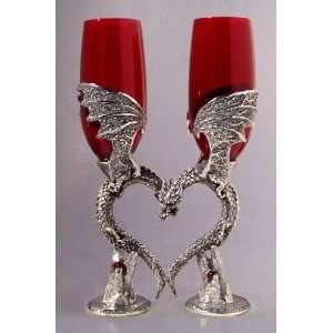  Dragon Heart Wing Wedding Toasting Glasses Set Kitchen 
