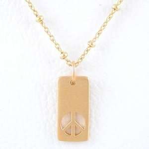 Rectangular Peace Sign Pendant in Gold Vermeil on an 18 Gold Filled 