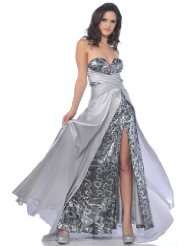 Zeilei 9534 Silver Sequins Strapless High Slit Prom Dress