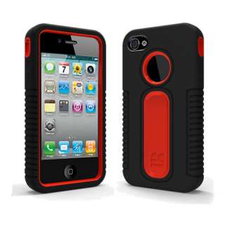 Black Red Duo Shield Hard Case Snap On Cover for Apple iPhone 4S 4G w 