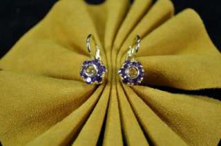   18k YG & Amethyst Spring Flowers Collection Earrings~ RARE  