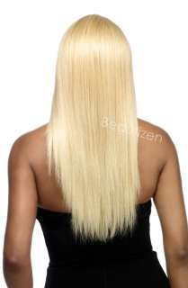 100% Human Hair Pure Stretch Cap Long Straight Full Wig H157  