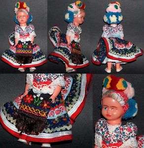 VINTAGE PLASTIC DOLL IN HUNGARIAN NATIONAL COSTUME  