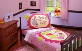 Disney 4 Piece Yummy Hunny Girls comfortable Bed 4pc Toddler Bedding 