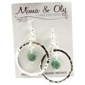 Mima & Oly by Far Fetched Hammered Round Hoop Fashion Earrings with 