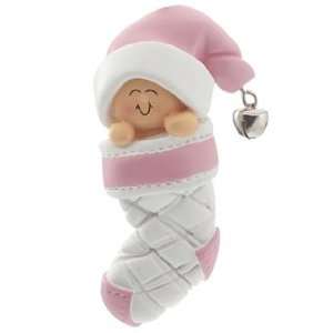  Baby Girl Peeking out of Stocking Christmas Ornament