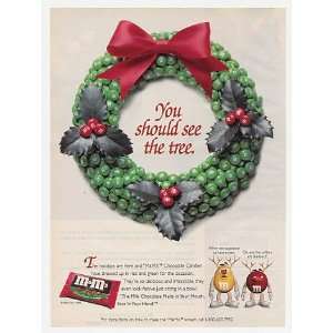  1996 M&Ms Candies Christmas Wreath Print Ad (20859)