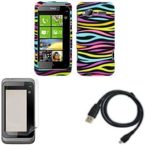 iFase Brand HTC Radar 4G Combo Rainbow Zebra Protective Case Faceplate 