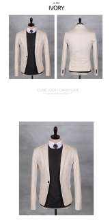 Bros Mens Basic Slim 1Bitton Blazer Ivory Jacket (jk050  