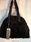 NWT Paolo Masi Black Leather Mink Fur Satchel Purse Bag made in ITALY