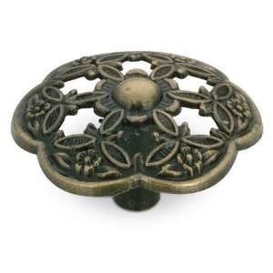 Village expression   1 5/8 diameter convex floral embossed knob in an