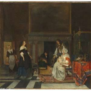 FRAMED oil paintings   Gabriel Metsu   24 x 24 inches   The Visit to 