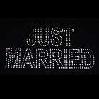 Just Married Iron On Jewelry Rhinestones & Gold Rings