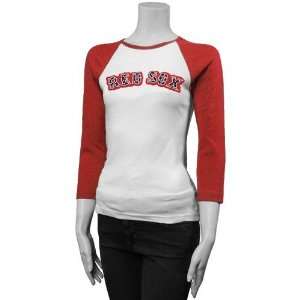Boston Red Sox Ladies Swarovski Crystal 3/4 Sleeve T shirt  