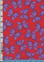 Fabric Marcus RED HAT purple BUTTERFLIES on red SASSY  