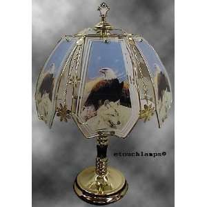  Eagle & Wolf Touch Lamp with Brass Base