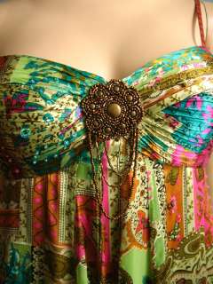 Sue Wong Beaded Satin Chiffon Paisley Silk Dress 2  