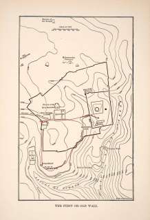 1908 Print Jerusalem Map Plan Elevation Old City Wall Muristan Gobat 