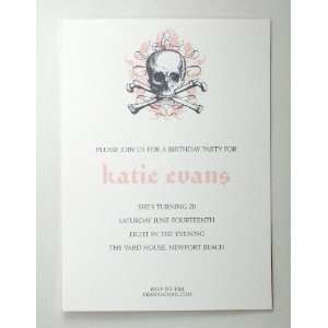  pink skull imprintable invitations, announcements 