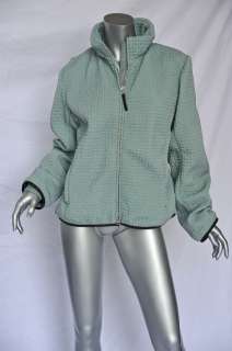PRADA Womens Light Blue Quilted SKI Coat Zip Up Funnel Neck Jacket L 